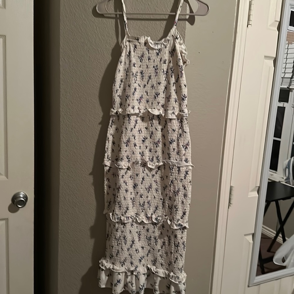 White and blue flower dress
